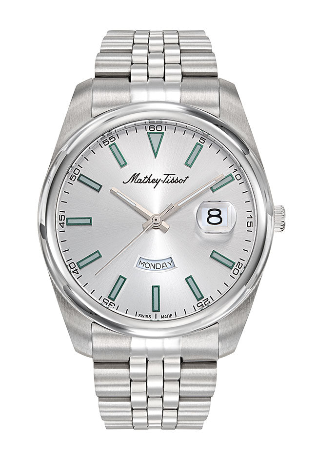 ساعة Mathy Day-Date فضي - 41 مم